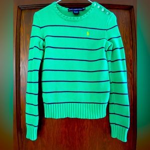 Women’s Polo by Ralph Lauren striped sweater w/ button detail. Size XSmall.